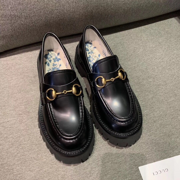 G*u*i leather lug sole horsebit loafer