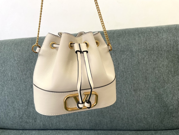 VALENTINO MINI BUCKET BAG IN NAPPA WITH VLOGO SIGNATURE CHAIN
